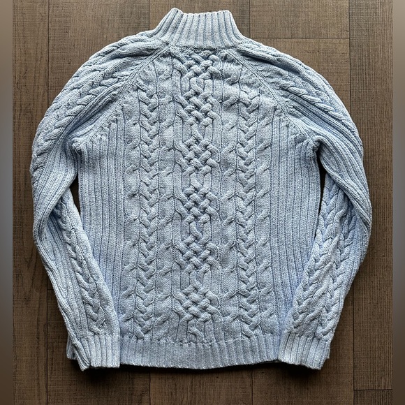 Lands end sky blue cable knit sweater size L/14-16 - Picture 4 of 7